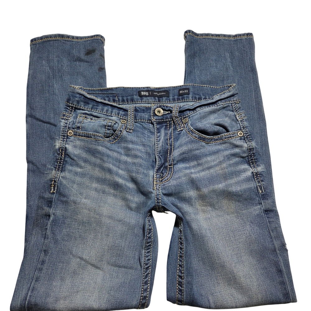 BKE Jake Straight Leg Mens Jeans Size 30x32 Medium Wash Distressed Denim
